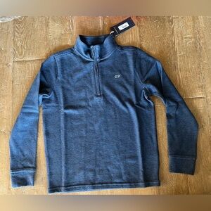 Boy’s Vineyard Vines Saltwater Quarter Zip pullover sz M (12-14) NWT deep bay